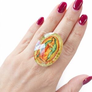 Our Lady of Guadalupe Oval Statement Ring | Religious Art Ring | Vintage Style|